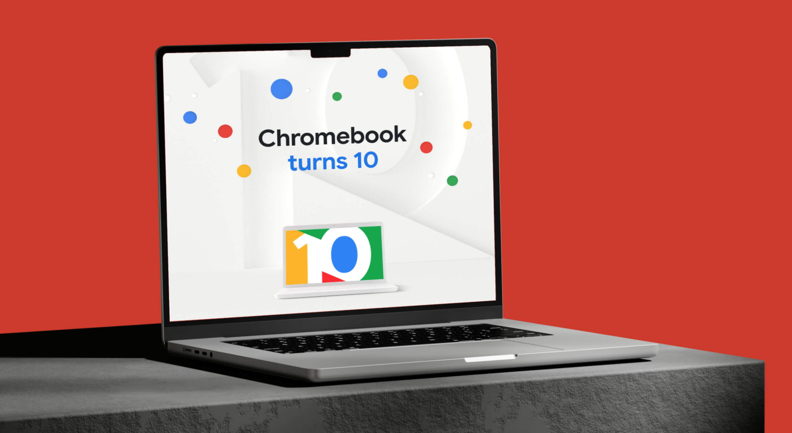 Chromebook 10th anniversary display on laptop screen